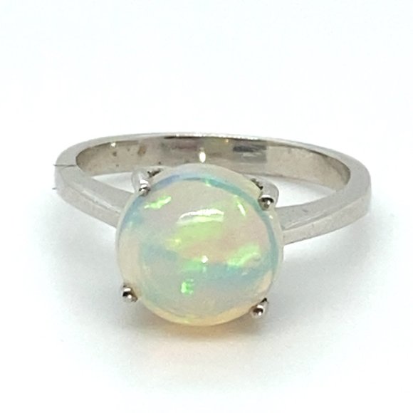 White Opal 3.19ct Platinum Solid Silver Ring - Picture 1 of 6